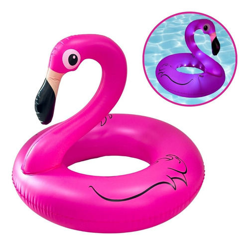 Boia Inflável Flamingo Luxo Piscina Grande Com Led Redonda