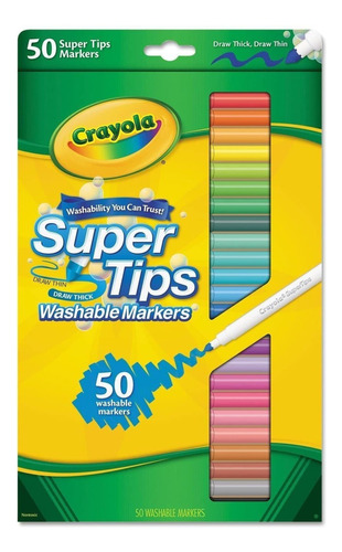 Crayola 50ct Washable Super Tips Markers 50 Color - Caja cerrada