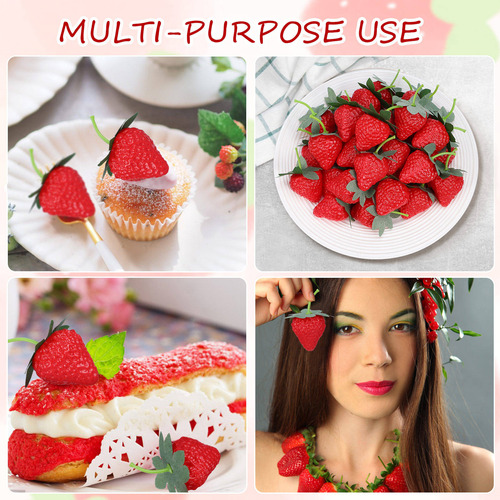 50 Unidades De Fresas Artificiales, Fresas Falsas