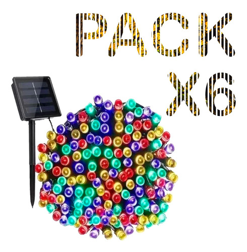 Pack X6 Guirnalda Luces Solares Navidad 10 Metros 100 Led
