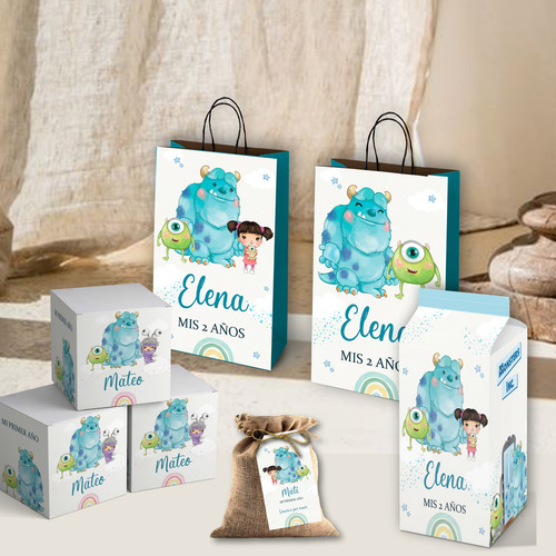 Kit Imprimible Monster Inc Acuarela - Textos Editables