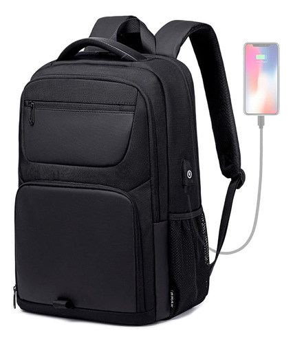 Mochila Para Computadora Portátil Para Hombres, Mochila Negr