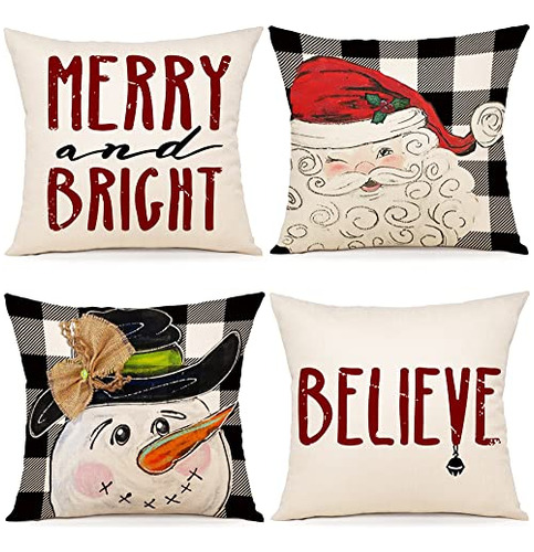 Zwjd Christmas Pillow Covers 16x16 Conjunto De 4 N2s3b