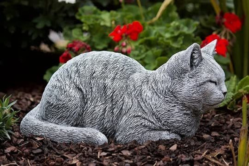 Estatua Conmemorativa Gato Sentado Figura Hormigon Jardin