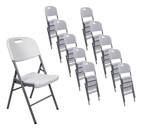 Silla Plegable Plástico Reforzado Eventos Fiestas 10piezas Color Blanco
