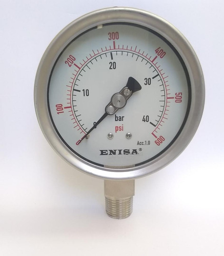 Manometro Full Inox, Dial 4 , Enisa, Rango 0 A 600 Psi 