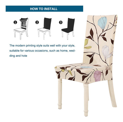 Funda De Silla Elástica Con Estampado De Poliéster Extraíble