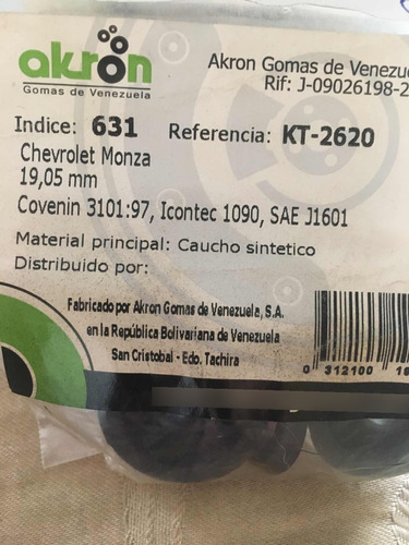 Kit De Goma De Cilindro Indice631 R. Kt-2620 Chevrolet Monza