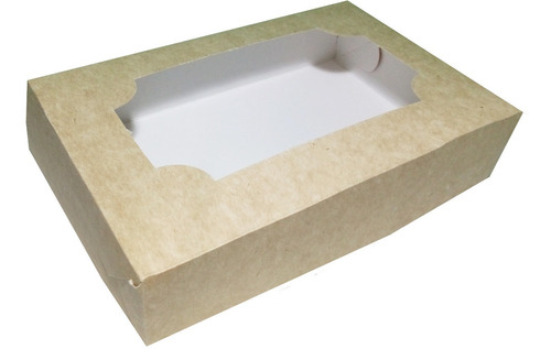 Caja Alfajores Alf2 Ventana X 50u Packaging Blanco Madera