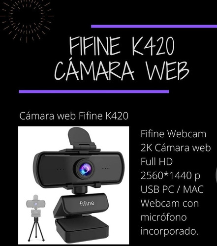 Webcam Fifine 2k Full Hd, Cámara Web 2560*1440