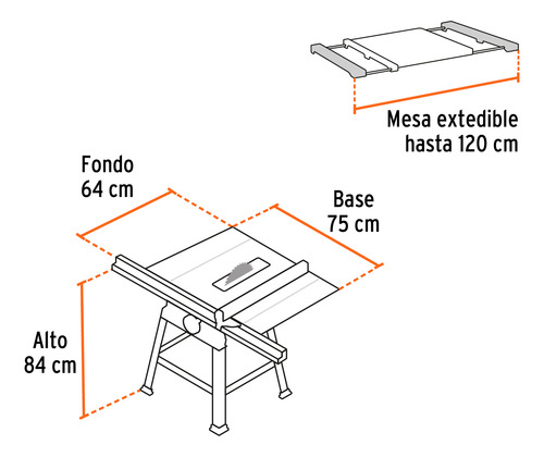 Sierra De Mesa 10'', 2-1/2 Hp (1900 W), Con Base, Truper