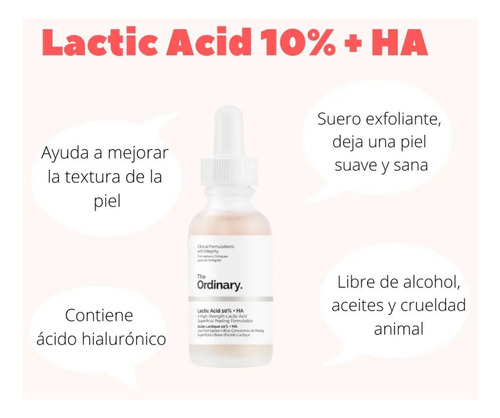 The Ordinary Acido Láctico Exfolia Antimanchas Marcas Acné