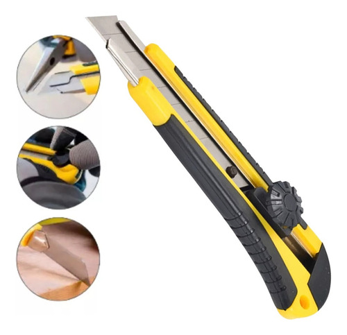 Estilete Profissional Emborrachado 18mm C/trava + 10 Lâminas