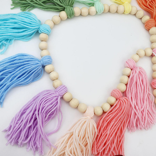 My Guirnalda De Borlas Con Cuentas De Madera 12 Colores