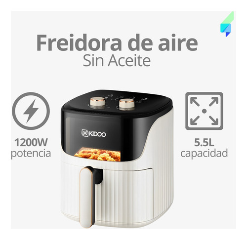 Kidoo AIR010 220V Freidora Sin Aceite Airfryer Saludable 1200w 5.5 Lts