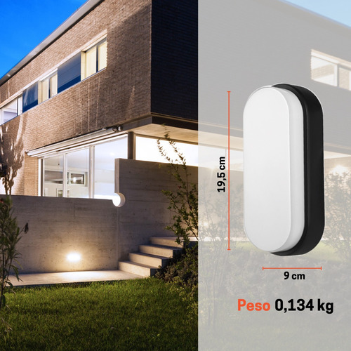 Arandela Externa Parede Led Integrado Tartaruga Hummer Evo 20w 3000k Luz Branco Quente 127/220v Ip65 Cor Preto Cod: 157940970 Avant