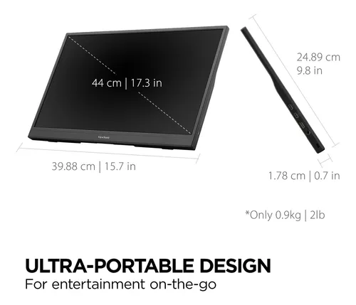 Monitor Portátil Viewsonic Vx1754 Para Juegos De 17 Ips 10