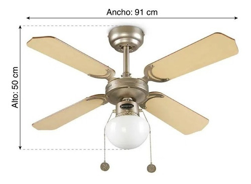Ventilador Reversible Nápoles 36 Plywood 1 Luz 4 Aspas