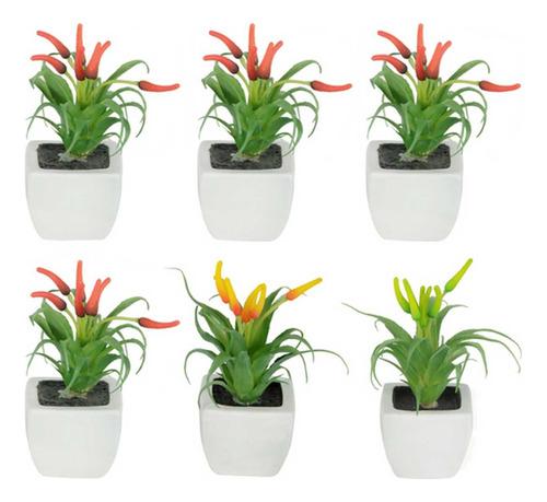 6 Mini Vaso Vasinho Decorativo E Planta Suculenta Artificial