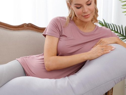Almohada Ortopedica Para Embarazo Lactancia Extra Jumbo Gris Geométrico