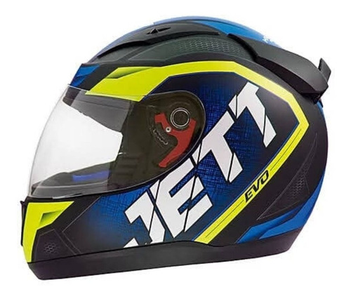 Capacete Jett Evo Line Fosco Azul E Amarelo Tam 60 Pro Tork