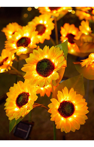 Luces Solares En Forma De L Con Forma De Girasol, Jardín, Pa