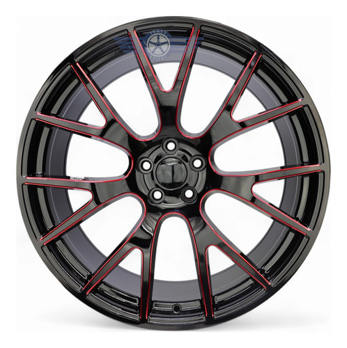 Rines 22 Deportivos 5-115 Excelente Challenger Charger 300c Gloss Black Red Milled