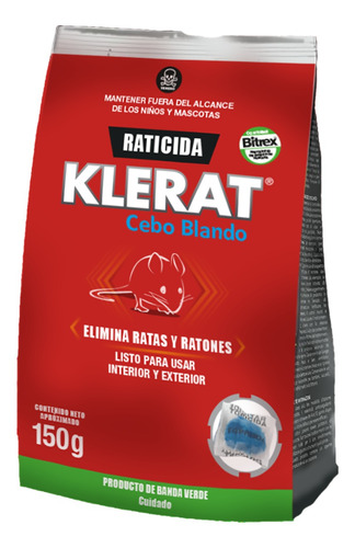 Veneno Ratas Y Ratones Cebo Blando Klerat De 150grm