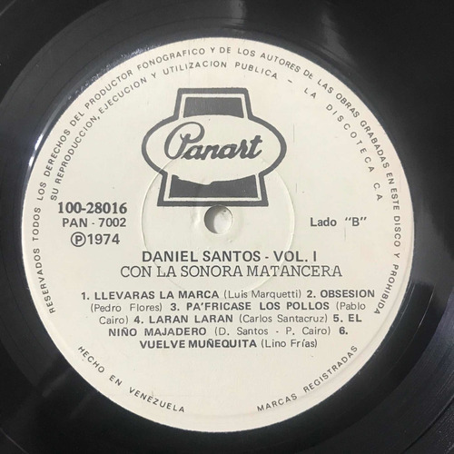 Daniel Santos Con El Conjunto Sonora Matancera Panart Vol.1 (Usado)