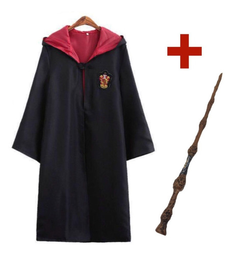 Capa Gryffindor + Varita Dumbledore Sauco Disfraz Harry Pot