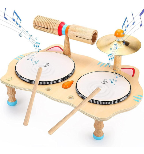 Oathx Kids Drum Set All In One Montessori Musical Instrument