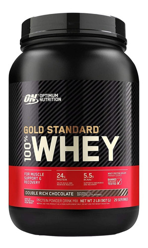 Suplemento em pó Optimum Nutrition Proteína Gold Standard 100% Whey sabor double rich chocolate em pote de 907g