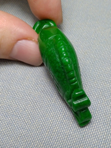 Pingente Antigo Peixe Jade Verde Imperial 5x2,2cm Veja9fotos (Usado)