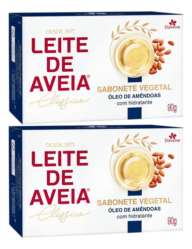 2un Sabonete Vegetal Leite De Aveia Oleo Amendoas 90g Davene