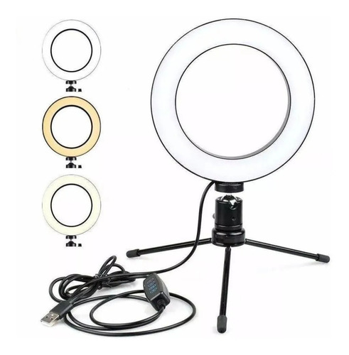 1 Aro De Luz Led 16 Cm Con Trípode De Mesa 