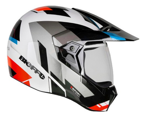 Capacete Bieffe 3 Sport React Branco Vermelho Brilho