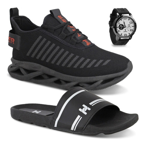 Imagem 1 de 7 de Kit Tênis Masculino Header Infinite Barato + Slide + Relógio