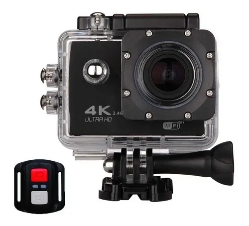 Camara Deportiva 4k Foto Y Video Wifi Accesorios + Control Color Negro