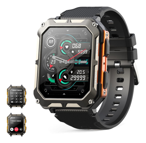 Reloj Inteligente 1.68 Impermeable Militar Hombres Bluetooth