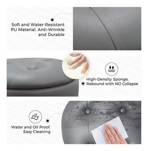 Taburete De Tocador Ajustable Con Almacenamiento Giratorio 3