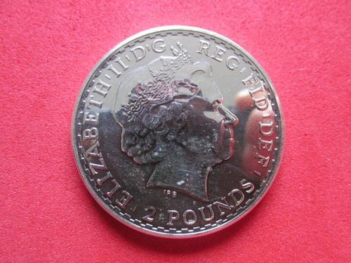 Moneda Inglaterra 2 Libras 1 Onza Plata Reina Isabel Ii 2014 (Usado)