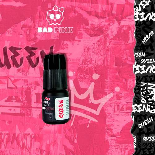 Cola Adesivo Bad Pink Extensão Cílios Queen Punk Rock 1 Un