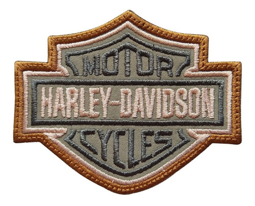 Parche Bordado Harley Davidson Cycles Logo Color Beige Cafe