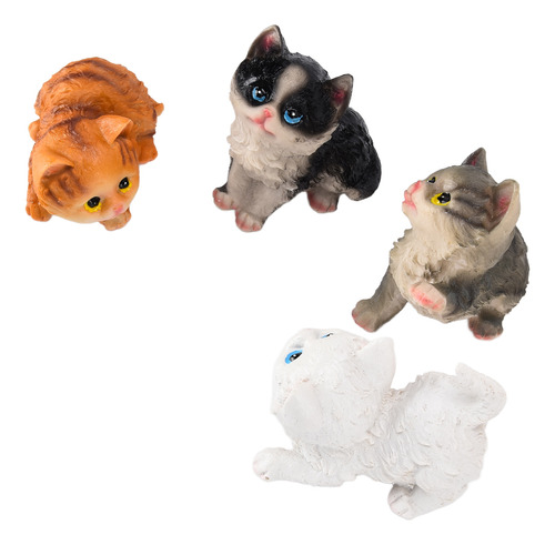 Figuras De Muñecos De Gato, 4 Piezas, Bonitas Para Adornos D