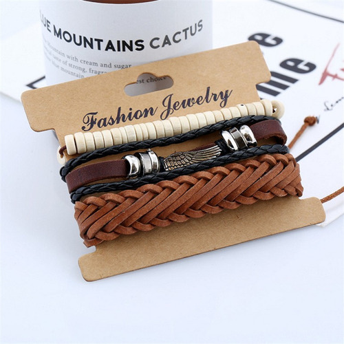 Pulsera De Cuero Con Alas Vintage For Hombre (diy)