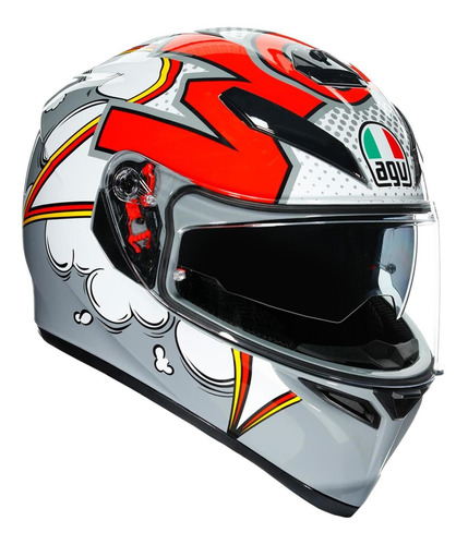 Casco Agv K-3 Sv Bubble Con Plk Gris/blanco/rojo