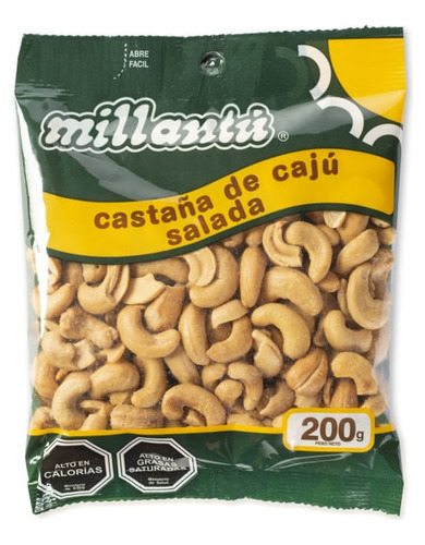 Castañas De Cajú Tostadas Saladas Millantú 200 G