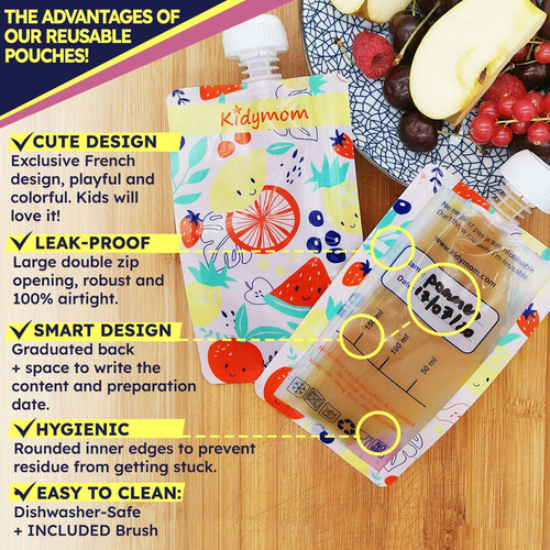Paquete De 10 Bolsas Reutilizables De Comida Para Bebés Para