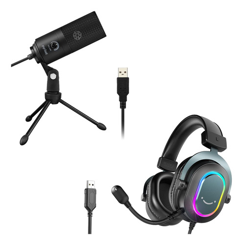 Fifine Microfono Grabacion Metal Auricular Usb Para Juego