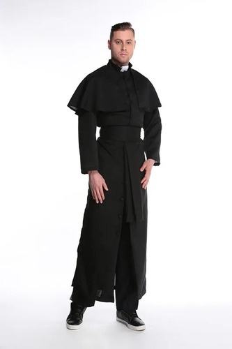 Disfraz Negro De Misionero De Jesús Para Hombre, Sacerdote C